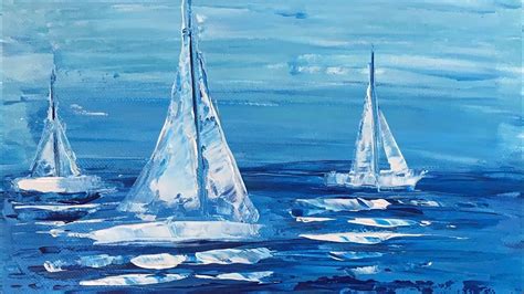 Sail Boats Seascape Abstract Painting Acrylic Painting Tutorial