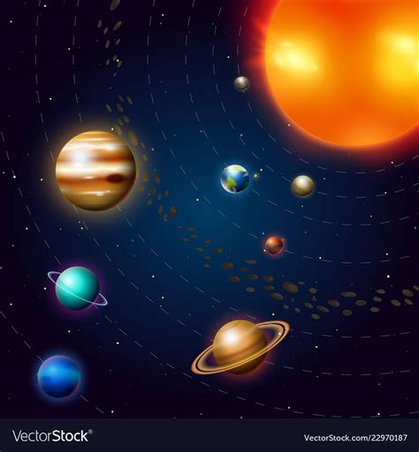 Planets Of The Solar System Milky Way Space Vector Image