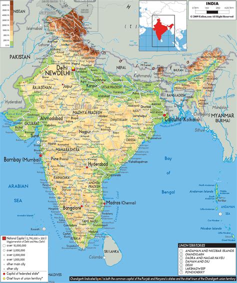 Discover the beauty hidden in the maps. Physical Map of India - Ezilon Maps