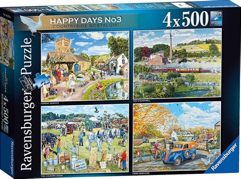 Ravensburger Happy Days No3 Countryside Nostalgia 4x 500 Piece Jigsaw