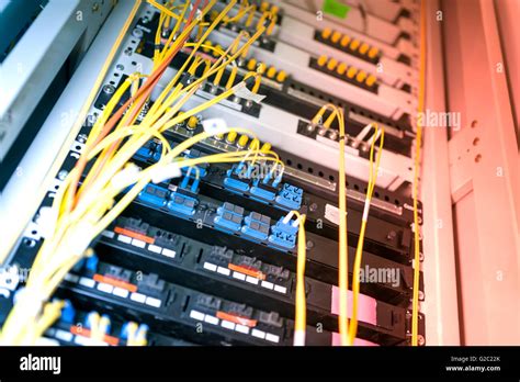 Fiber Optic With Servers In A Technology Data Center Stock Photo Alamy