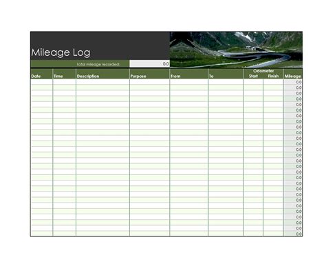 Printable Mileage Log Templates Free Template Lab