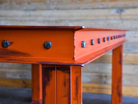 Firehouse Table In Orange Built For Armani By Vintage Industrial In
