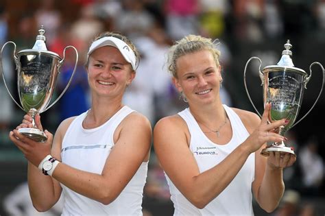 Elle a remporté sept titres en double, dont deux tournois du grand chelem. Barbora Krejcikova and Katerina Siniakova - Ladies' Doubles Final of the Wimbledon Tennis ...