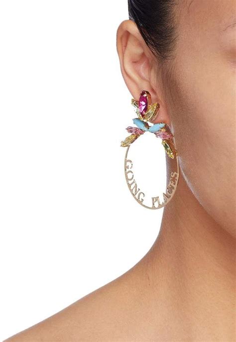 Anton Heunis Detachable Glass Crystal Slogan Hoop Earrings Hoop