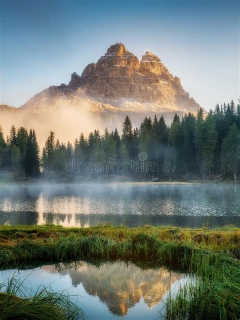 Dolomites Italy Landscape At Lake Antorno Stock Image Image Of