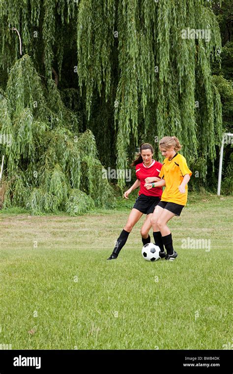 Girls Playing Soccer Stock Photo Alamy
