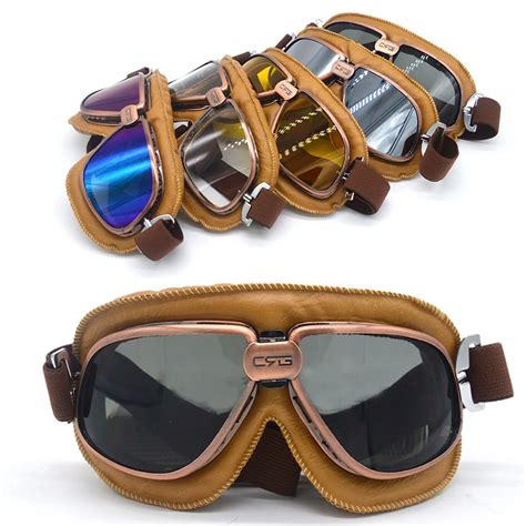 Wwii Vintage Style Motorcycle Goggles Aviator Motorcross Cycling