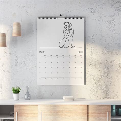 Calendar Nude Women Line Art Drawing Abstract Monochrome Etsy