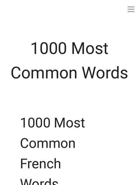 1000 Most Common French Words 1000 Most Common Words Pdf La Nature