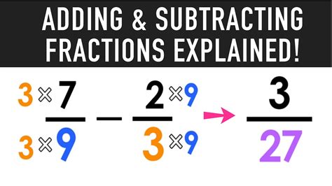 Adding And Subtracting Fractions With Unlike Denominators Youtube