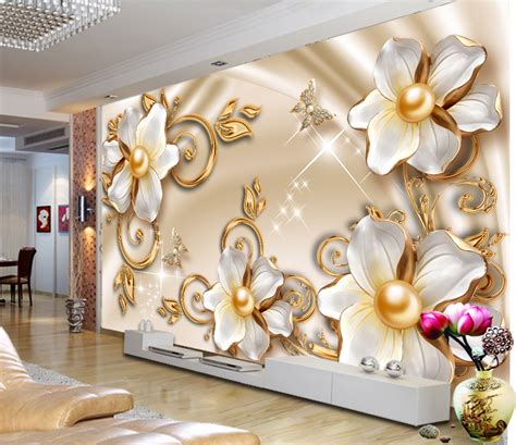 Luxury Gold Floral Custom Photomural Wallpaper Design