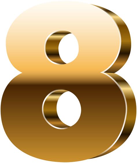 Number Eight 3d Gold Png Clip Art Image Gallery Yopriceville High