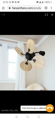 Wall Mounted Black And Natural Wood Fanzart Designer Fans Atom 188 Rpm