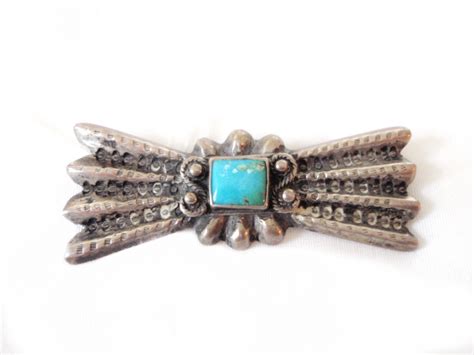 Native American Sterling And Turquoise Brooch Pin Sgd