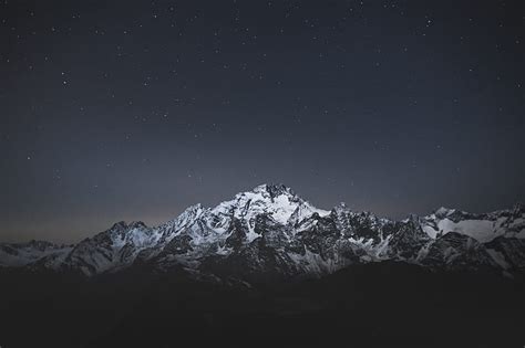 Mountain Night Starry Sky Dark Hd Wallpaper Peakpx