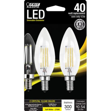 Feit Electric B10 E12 Candelabra LED Bulb Soft White 40 Watt