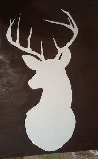 A Deer Silhouette Paint Canvas White Draw The Silhouette Paint The