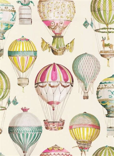 Suspended beneath is a gondola or wicker basket. Hot air balloon wallpaper by Manuel Canovas | Balloons ...