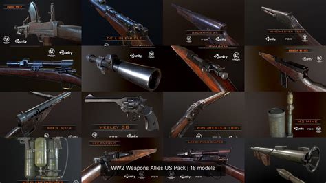 Ww2 Weapons Allies Us Pack 3d Model Collection Cgtrader