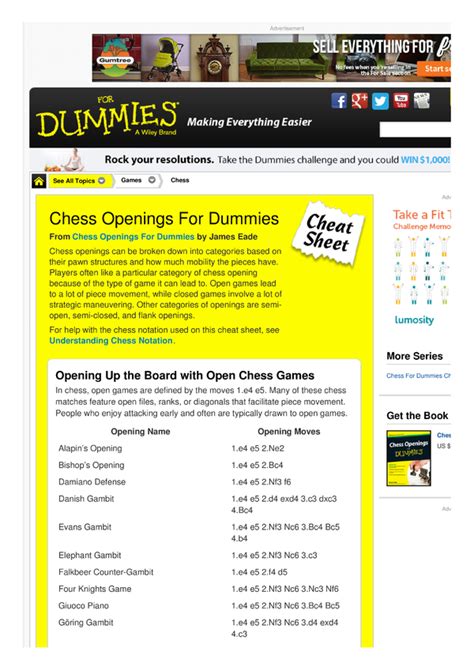 How to play chess page 2. Chess Openings For Dummies Cheat Sheet by Cheatography ...