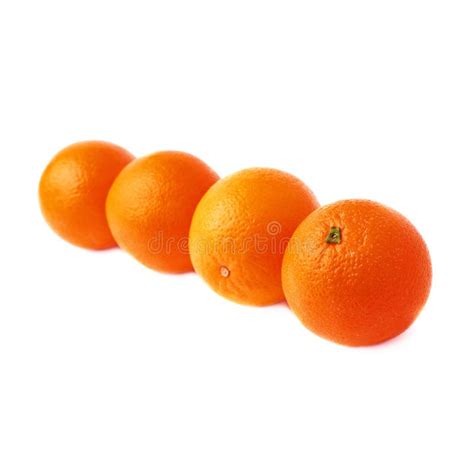 Four Oranges Fruits Composition Isolated Over The Stock Image Image