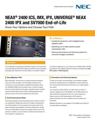 Neax 2400 Ics Imx Ipx Univerge Neax 2400 Nec Corporation Of