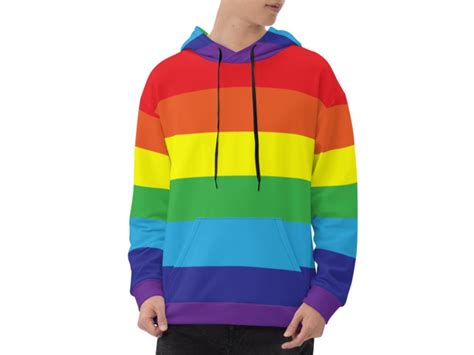 Rainbow Hoodie Rainbow Sweater Gay Pride Hoodie Lgbt Etsy