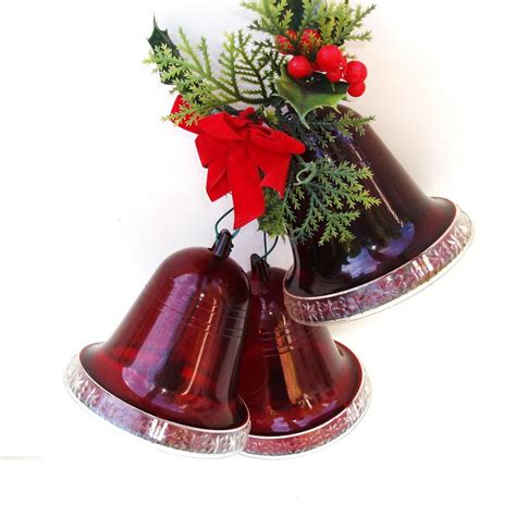 Vintage Christmas Musical Bells Red Lighted Bell Plastic Etsy