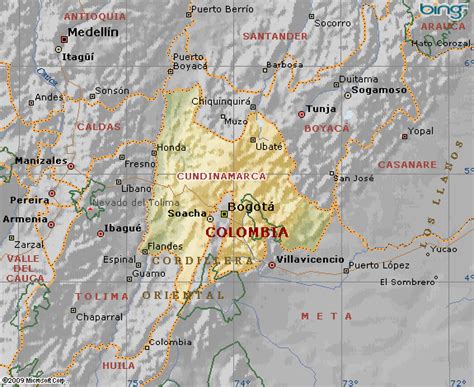 Mapa De Cundinamarca Mapa Físico Geográfico Político Turístico Y