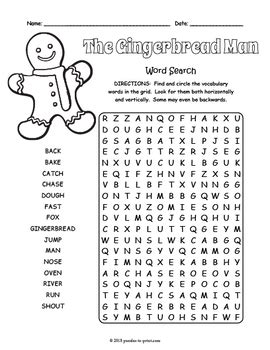 The Gingerbread Man Word Search By Puzzles To Print TpT