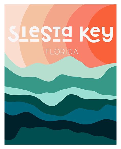 Siesta Key Art Print Florida Art Gulf Coast Art Retro Boho Etsy