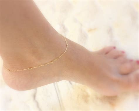 Anklet Gold Beaded Anklet Delicate 14k Gold Filled Etsy