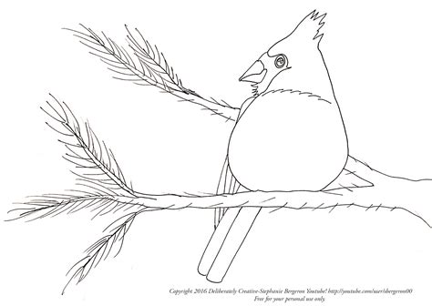 Free Deliberately Creative Winter Cardinal Traceable Or Coloring Page
