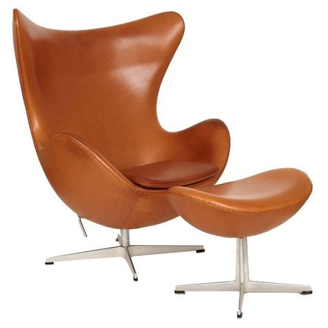 Arne Jacobsen Leather Egg Chair And Ottoman Circa 1990s For Sale At