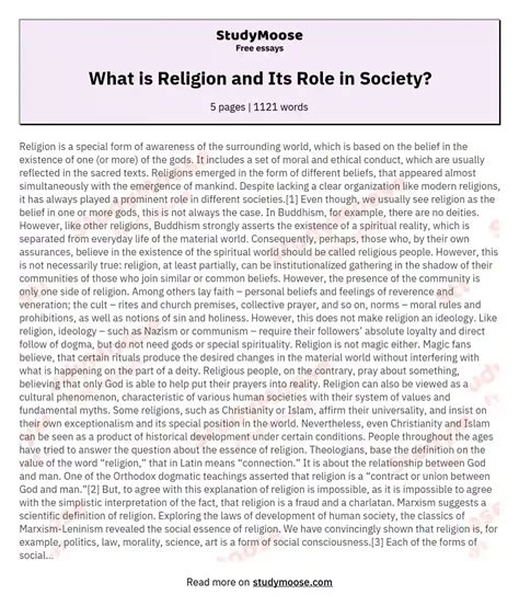 What Is Religion And Its Role In Society Free Essay Example