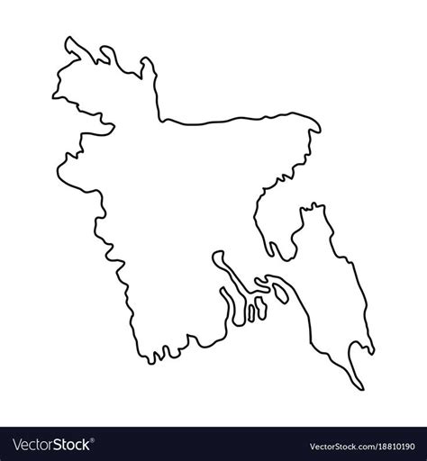 Bangladesh Map Of Black Contour Curves On White Background Of Vector