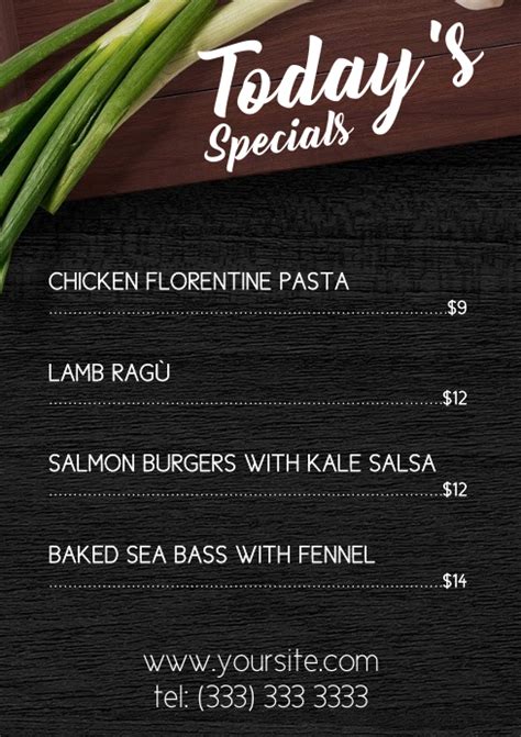 Todays Specials Menu Table A4 Printable Template Postermywall