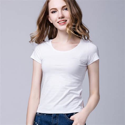 T Shirts Womens Summer Casual Plain Short Sleeved Tee Shirt O Neck