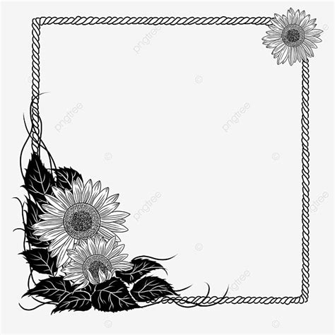 Sunflower Line Art PNG Image Line Art Line Draft Sunflower Black And