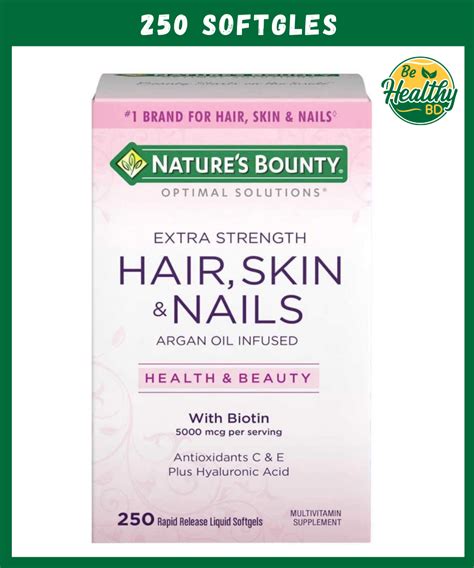 Natures Bounty Hair Skin And Nails Multivitamin With Biotin 5000 Mcg