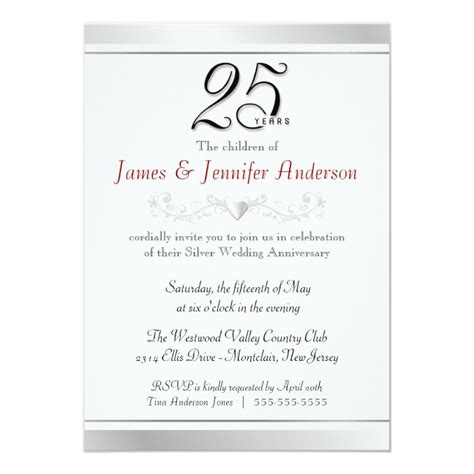 25th Silver Wedding Anniversary Invitations Zazzle