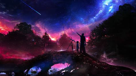 Wallpaper Forest Fantasy Art Galaxy Sky Artwork Stars Nebula