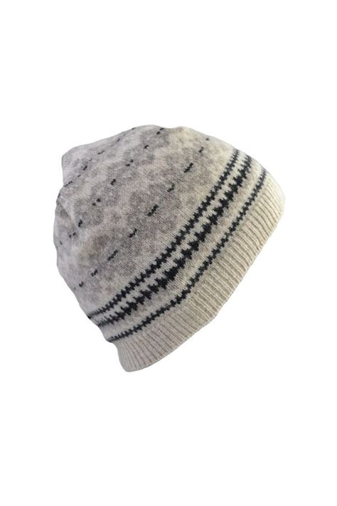 Soft Scottish Lambswool Fair Isle Beanie Hat In Stockbridge Pattern