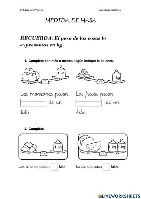 Medidas De Masa Free Worksheet Live Worksheets