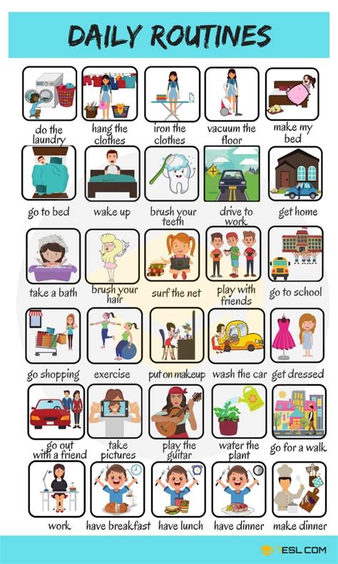 Daily Routines Useful Words To Describe Your Daily Activities Esl