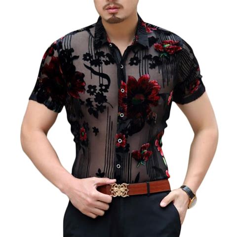Free shipping on orders over $25 shipped by amazon. Black See Through Floral Design Dress Shirt Men | RebelsMarket