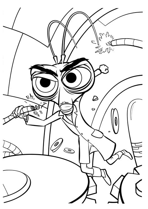 Monsters vs aliens coloring pages. Coloring page - Dr. Cockroach