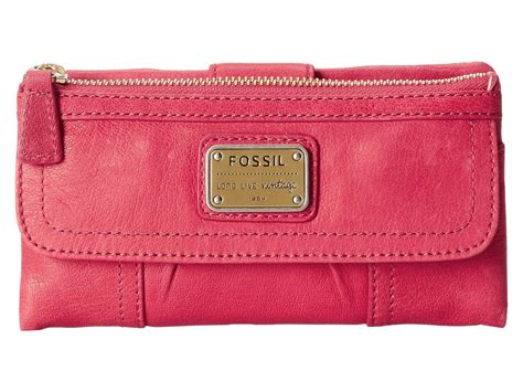 Usa Boutique Fossil Emory Leather Clutch Wallet Fuchsia Pink