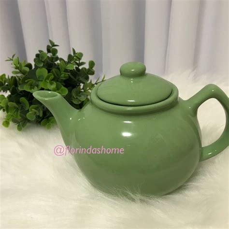 Bule De Chá Em Cerâmica 700ml Verde Florindas Home